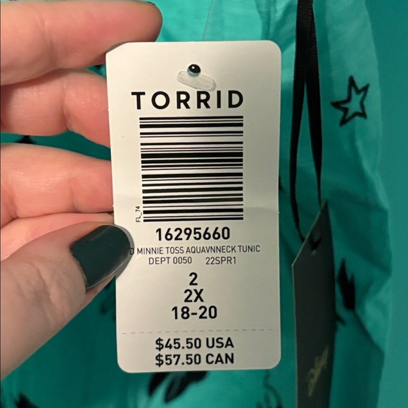 NWT Torrid Disney Minnie Print Aqua V-Neck Tunic Tee - Picture 6 of 7